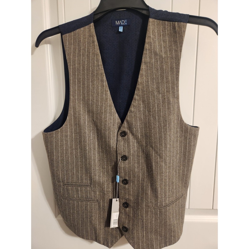 NEW Made By Cam Newton Mens Suit Vest Size M Gray Khaki